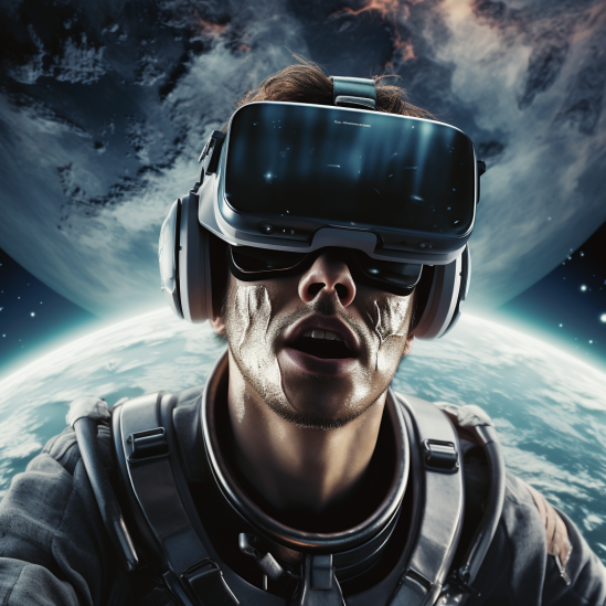 Астронавт в VR шлеме